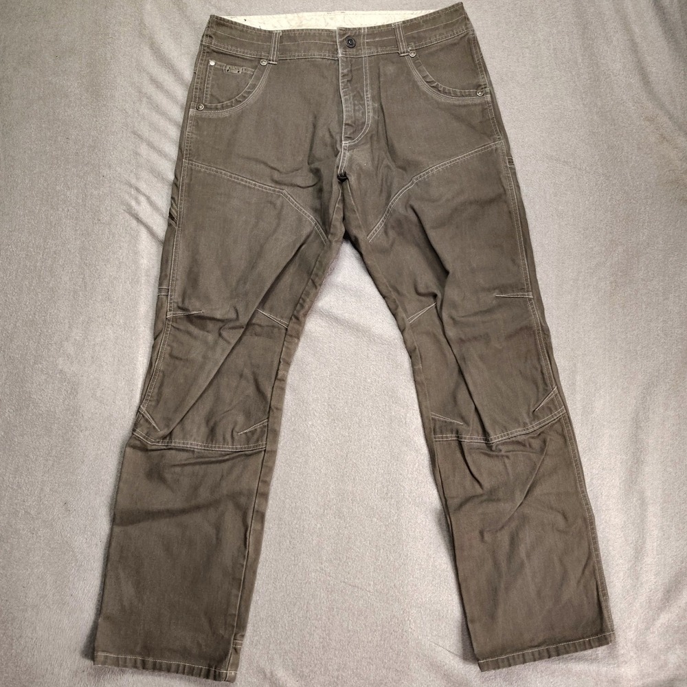 Kuhl Pants Mens The Law 34x32 Vintage Patina Dye Cargo Dark Khaki Brown Full Fit - Picture 2 of 11
